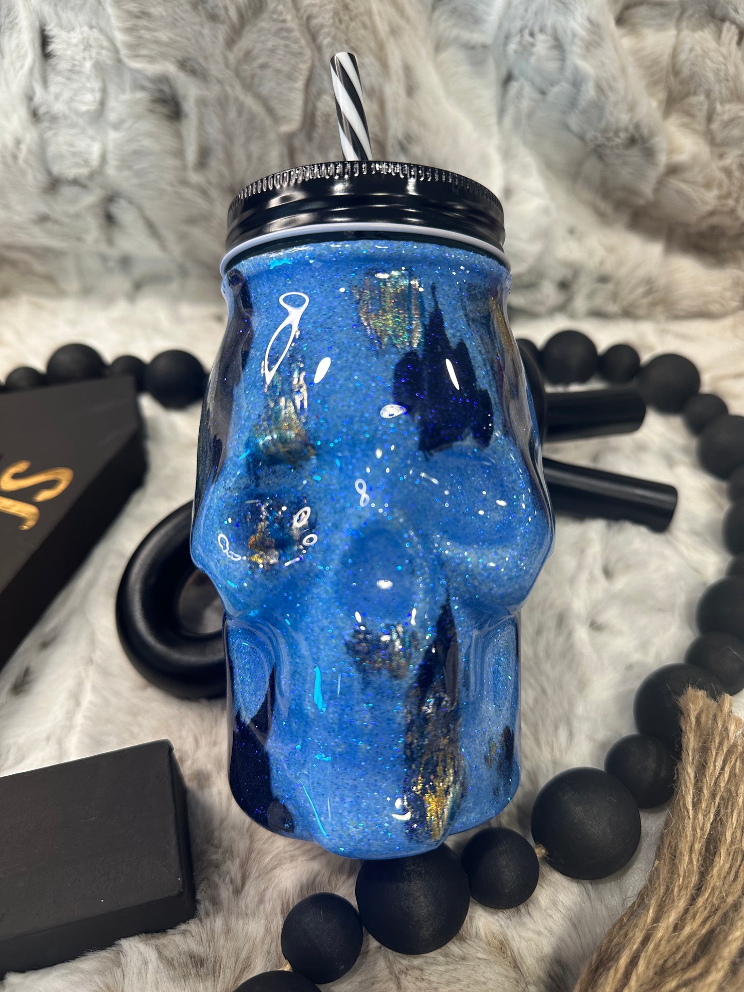 Blue Skull Glass