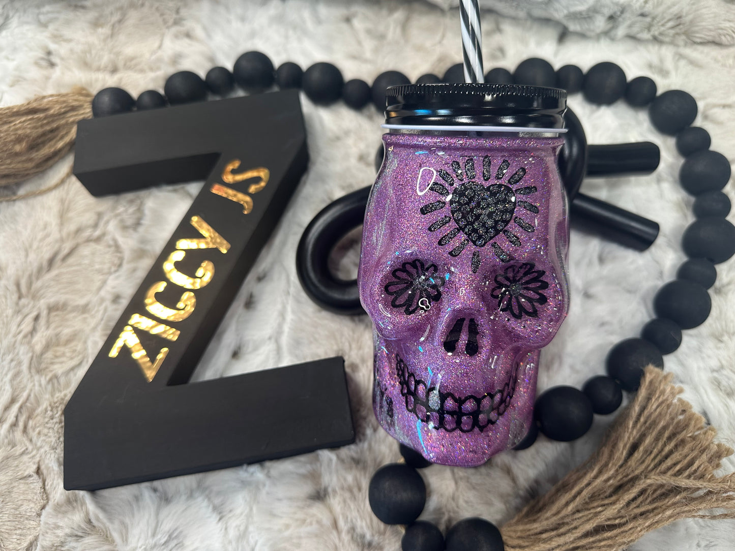 Purple Skull Glass